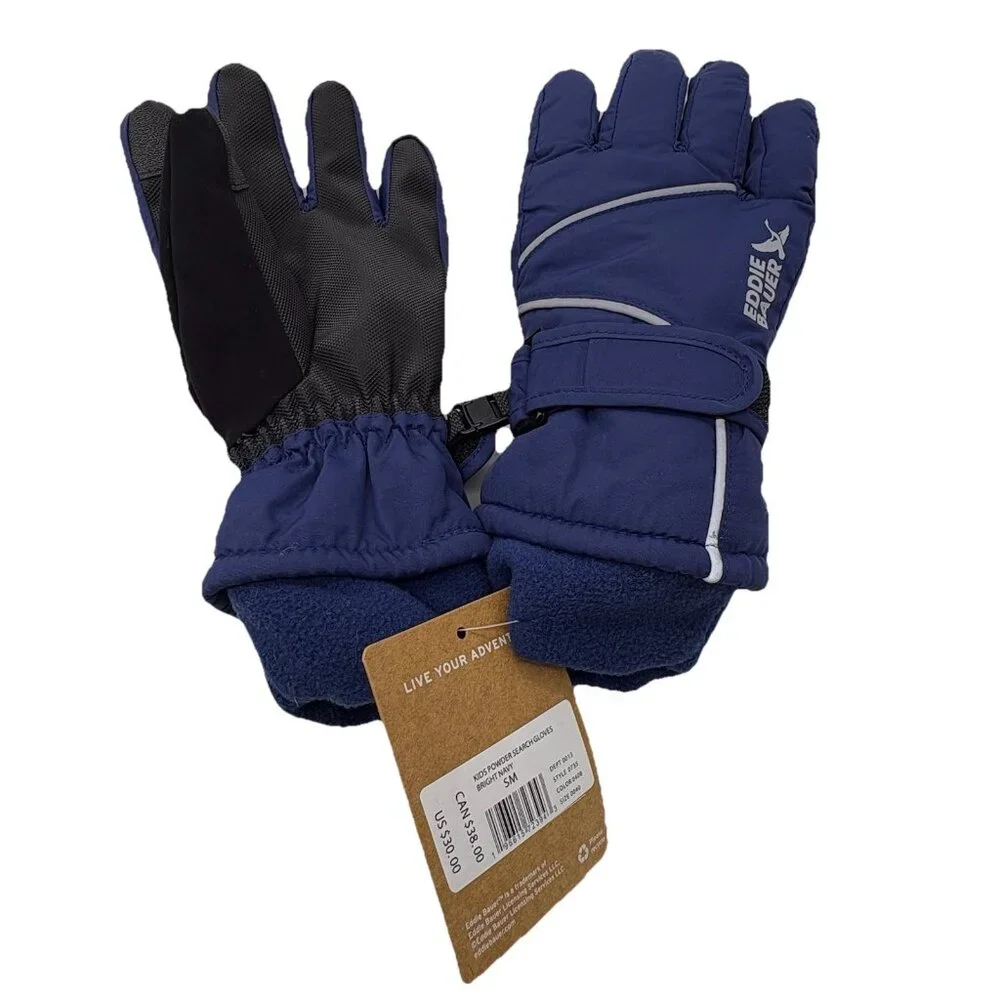 Eddie Bauer Gloves “Powder Search” Youth Size Small Blue Boy's Girls NEW NWT